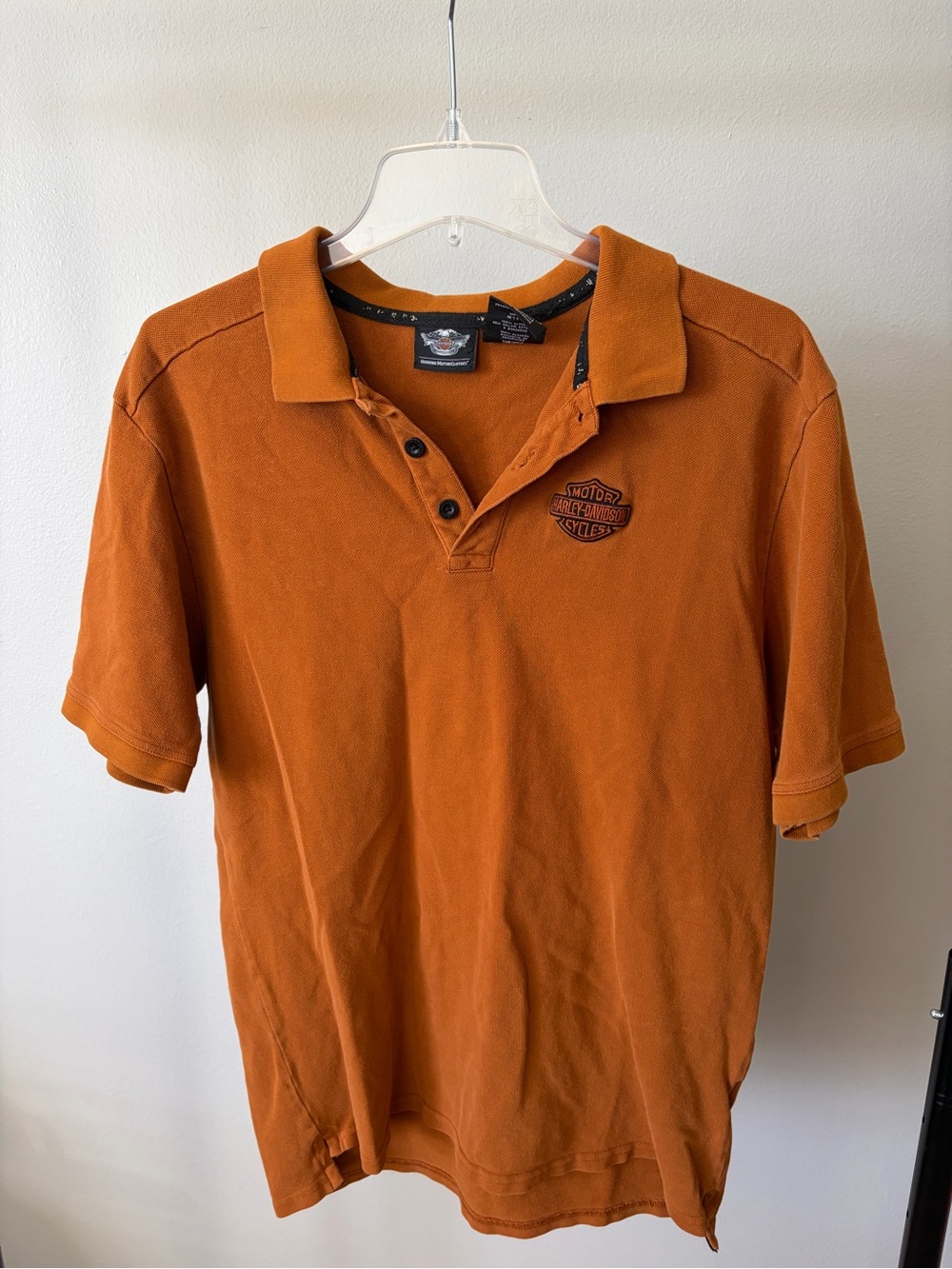 Harley-Davidson Orange Short Sleeve Polo with Chest Emblem